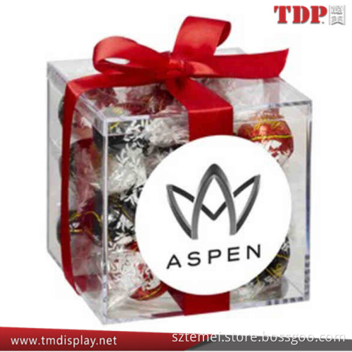 Factory custom wholesale Christmas Clear Acrylic Chocolate Package Box Display Plaxiglass Candy acrylic Box